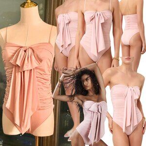 🆕 ZIMMERMANN 🧿 NWT August Drape Bow 1PC Bathing Suit - Dusty Pink Sz 1 US 4/6